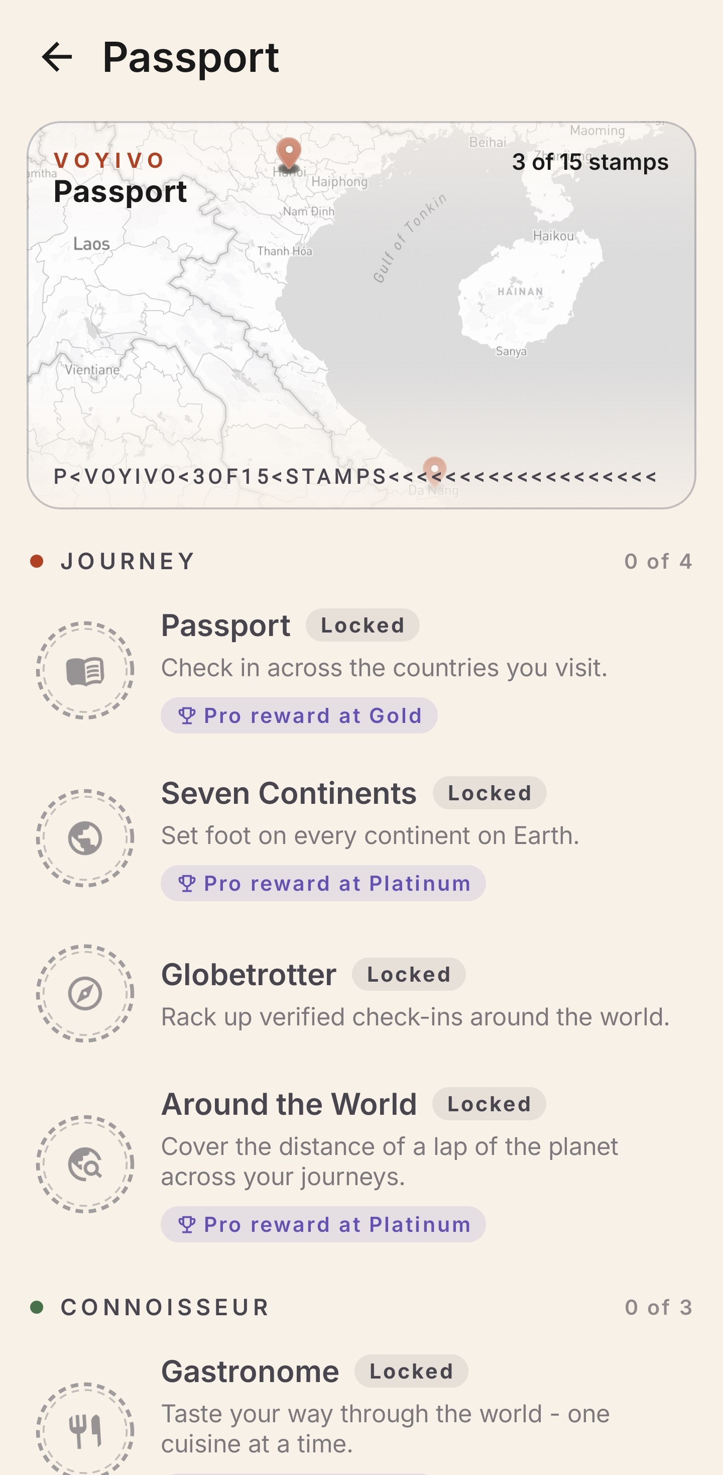 The Voyivo Passport with earned stamps